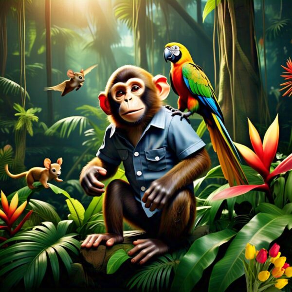 Jungle Vibes: The Stylish Monkey Crew with friends